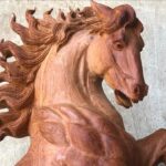 Wooden horse statues