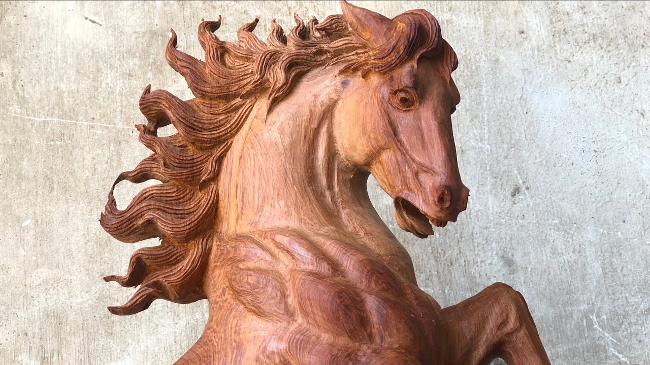 Wooden horse statues